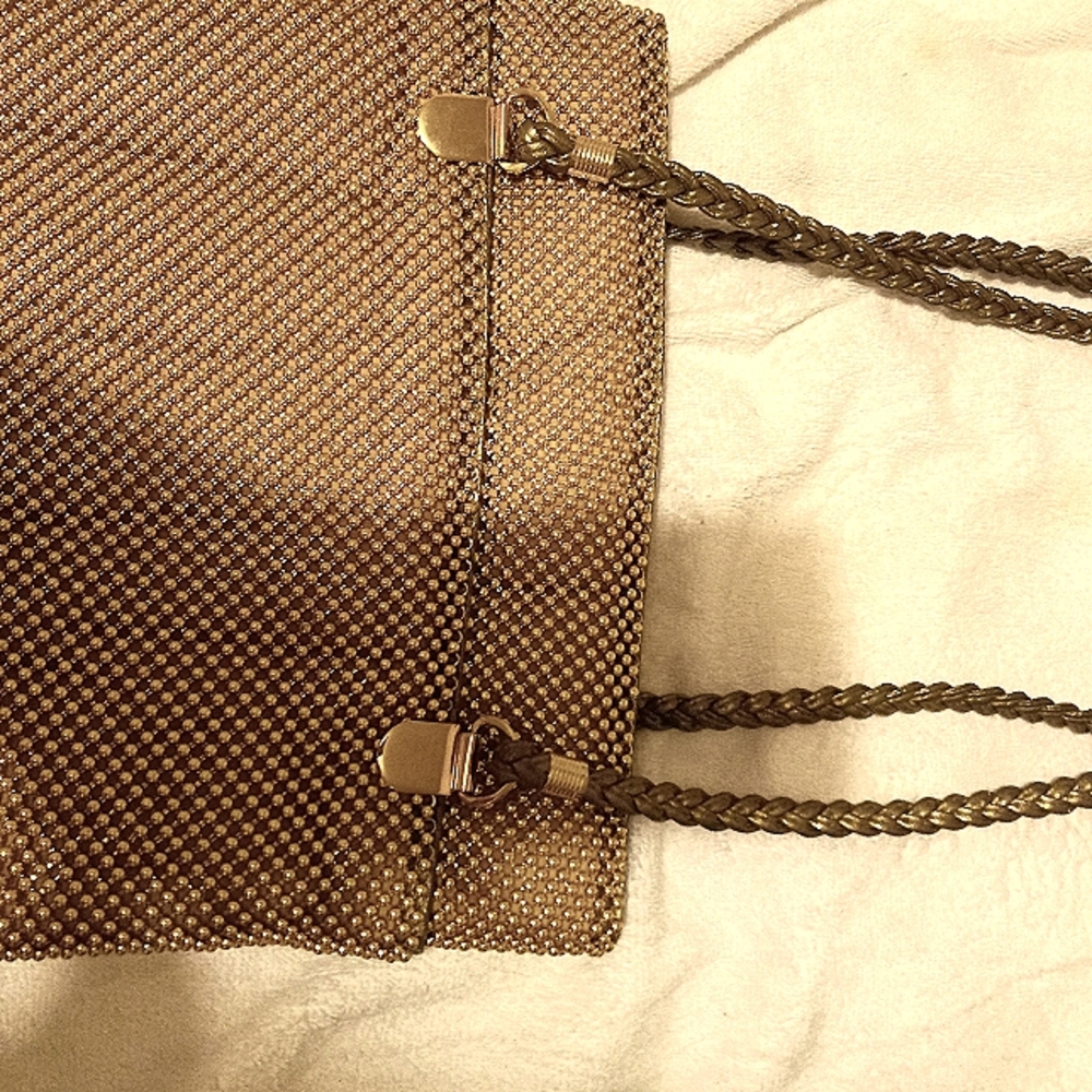 Y&S gold-beaded, over the shoulder, braided leather straps, never used handbag